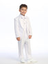 Baby Boys White No Tail Round Shawl Collar Elegant 5 Pc Tuxedo Suit 6-24M